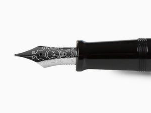 Aurora 88 Big Fountain Pen, Black Resin, Chrome trim, 806