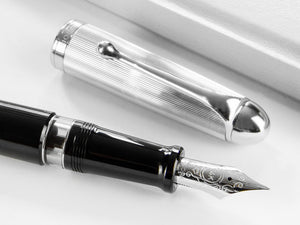 Aurora 88 Big Fountain Pen, Black Resin, Chrome trim, 806