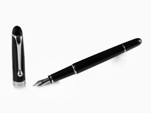 Aurora 88 Small Fountain Pen, Black Resin, Chrome trim, 810C