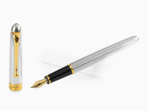 Aurora 88 Small Fountain Pen, Silver .925, Gold trim, 816