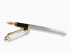 Aurora 88 Small Fountain Pen, Silver .925, Gold trim, 816