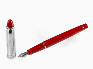 Aurora Ipsilon Fountain Pen, Resin, Red, Sterling Silver .925, B14CR