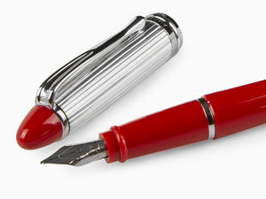 Aurora Ipsilon Fountain Pen, Resin, Red, Sterling Silver .925, B14CR