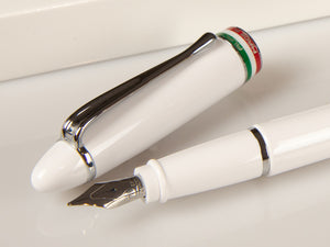 Aurora Ipsilon Italia Fountain Pen, Resin, White, Chrome trim, B17-W