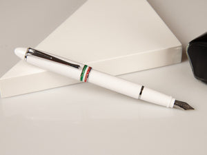 Aurora Ipsilon Italia Fountain Pen, Resin, White, Chrome trim, B17-W