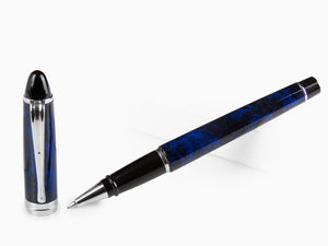 Aurora Ipsilon Blue Night Rollerball pen, Lacquer, Chrome Trim, Blue, B73-CB