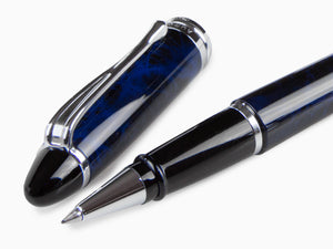 Aurora Ipsilon Blue Night Rollerball pen, Lacquer, Chrome Trim, Blue, B73-CB