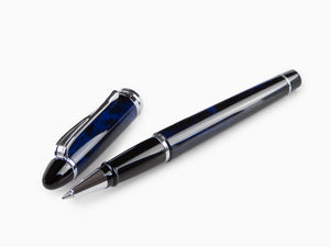 Aurora Ipsilon Blue Night Rollerball pen, Lacquer, Chrome Trim, Blue, B73-CB