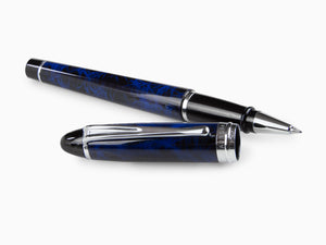 Aurora Ipsilon Blue Night Rollerball pen, Lacquer, Chrome Trim, Blue, B73-CB