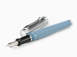 Aurora Talentum Fountain Pen - Light Blue Resin & Chrome Cap