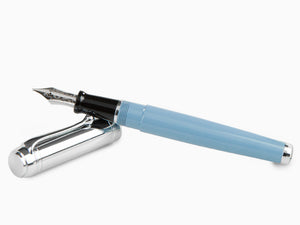 Aurora Talentum Fountain Pen - Light Blue Resin & Chrome Cap