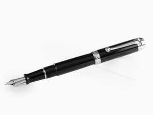 Aurora Talentum Big Fountain Pen, Resin, Chrome Trim, Black, d11N