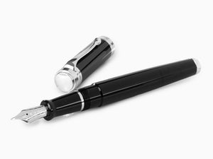 Aurora Talentum Big Fountain Pen, Resin, Chrome Trim, Black, d11N