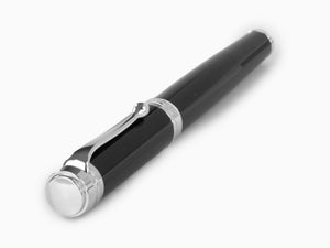 Aurora Talentum Big Fountain Pen, Resin, Chrome Trim, Black, d11N