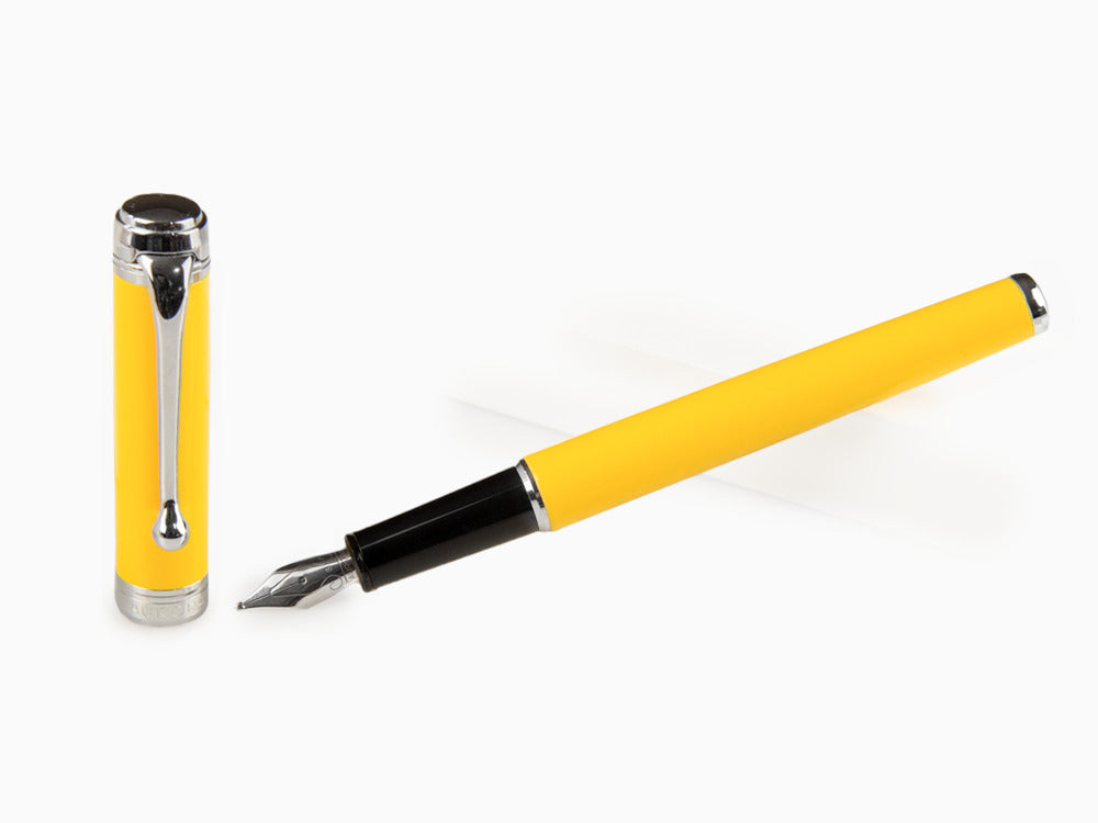 Aurora Talentum Young Fountain Pen, Resin, Chrome Trim, Yellow, D14Y