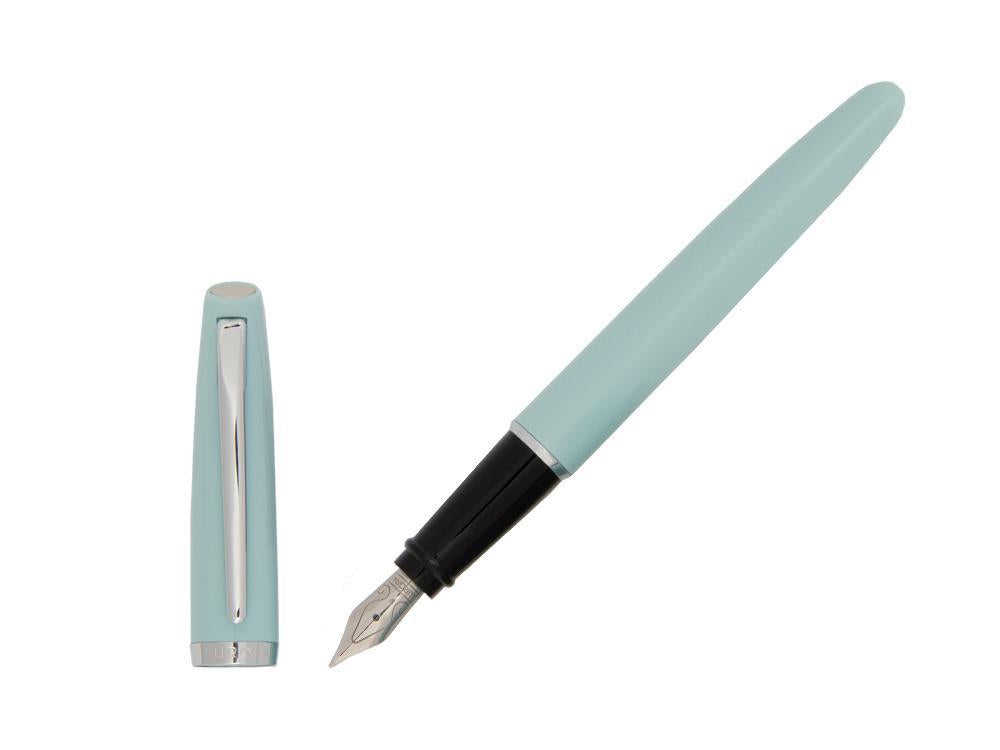 Aurora Style Fountain Pen, Resin, Silver trim, Aquamarine, E12AC