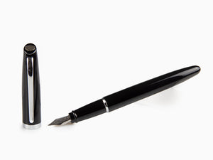 Aurora Style Fountain Pen - Black Resin and Chrome Trims - E12N