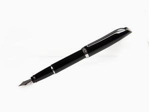 Aurora Style Fountain Pen - Black Resin and Chrome Trims - E12N