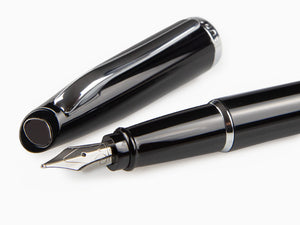 Aurora Style Fountain Pen - Black Resin and Chrome Trims - E12N