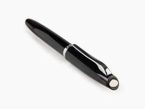 Aurora Style Fountain Pen - Black Resin and Chrome Trims - E12N