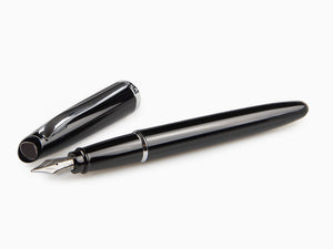 Aurora Style Fountain Pen - Black Resin and Chrome Trims - E12N