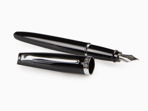 Aurora Style Fountain Pen - Black Resin and Chrome Trims - E12N