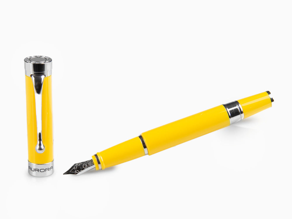 Aurora EDO Fountain Pen, Resin, Chrome Trim, Yellow, O11-Y