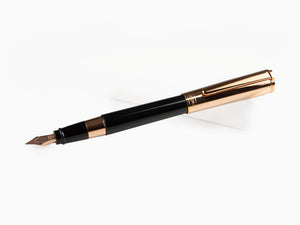 Aurora TU Fountain Pen, Resin, Rose Gold PVD, Black, T11CPN