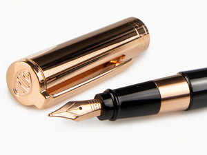 Aurora TU Fountain Pen, Resin, Rose Gold PVD, Black, T11CPN