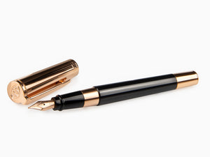 Aurora TU Fountain Pen, Resin, Rose Gold PVD, Black, T11CPN