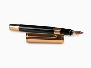 Aurora TU Fountain Pen, Resin, Rose Gold PVD, Black, T11CPN