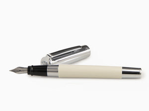 Aurora TU Fountain Pen, Resin, Chrome Trim, White, t11cw