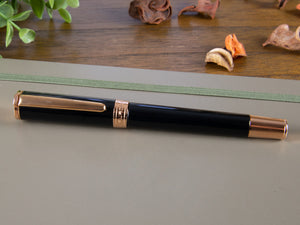 Aurora TU Roller Pen - Black Resin & Rose Gold