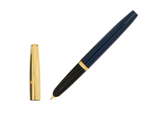 Aurora Duo-Cart Fountain Pen, Blue Resin, Gold plated, DC57-DBM