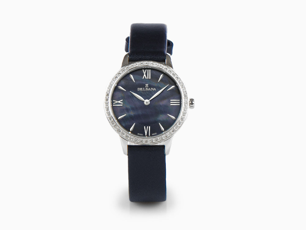 Delbana Dress Antibes Quartz Watch, Blue, 32 mm, Leather strap, 41611.615.1.536