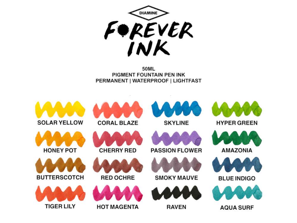 Diamine Forever Ink Collection -Permanent Pigment Ink Aqua Blue, Turquoise, 50ml