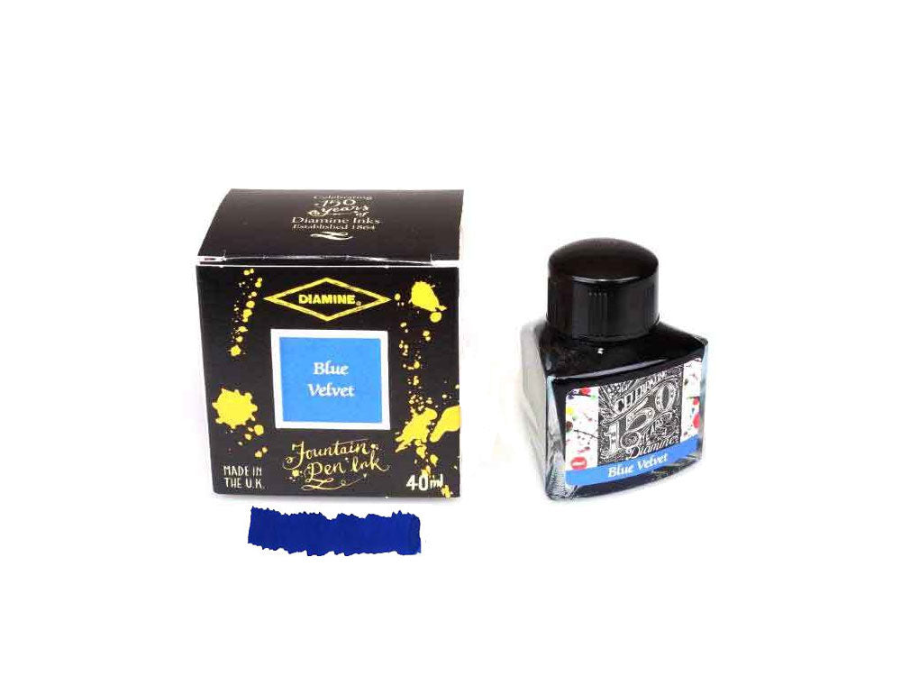 Diamine 1864 Blue Velvet, 150th Anniversary Ink Bottle, 40ml, Crystal