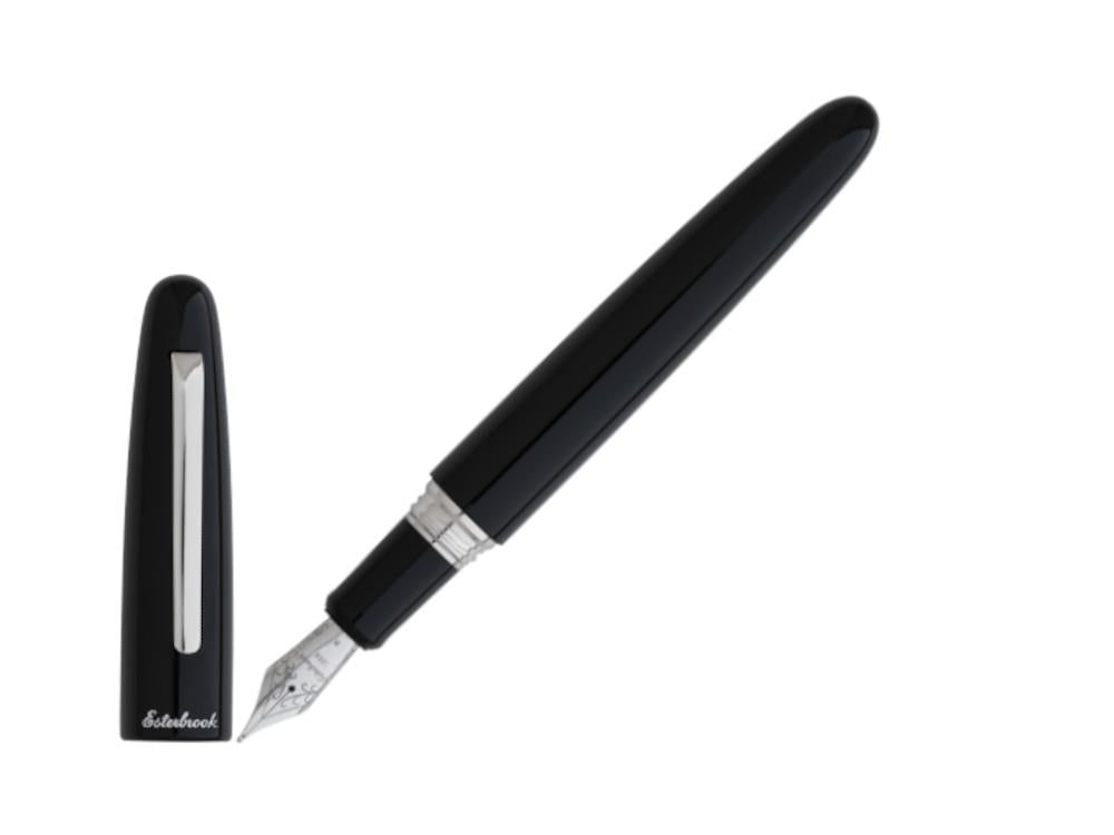 Esterbrook Estie Oversize Ebony Fountain Pen, Black, Chrome Trim, E166