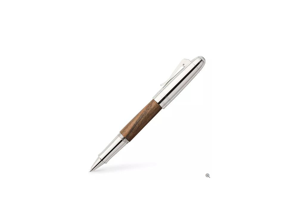 Graf von Faber-Castell Magnum Rollerball pen, Walnut wood, Platinum trim, 146388