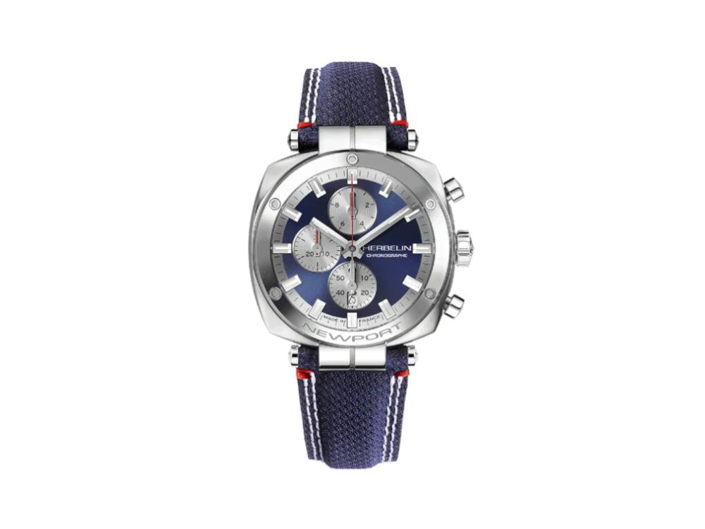 Herbelin Newport Heritage Quartz Watch, Blue, 42 mm, Chronograph, 35664AP25