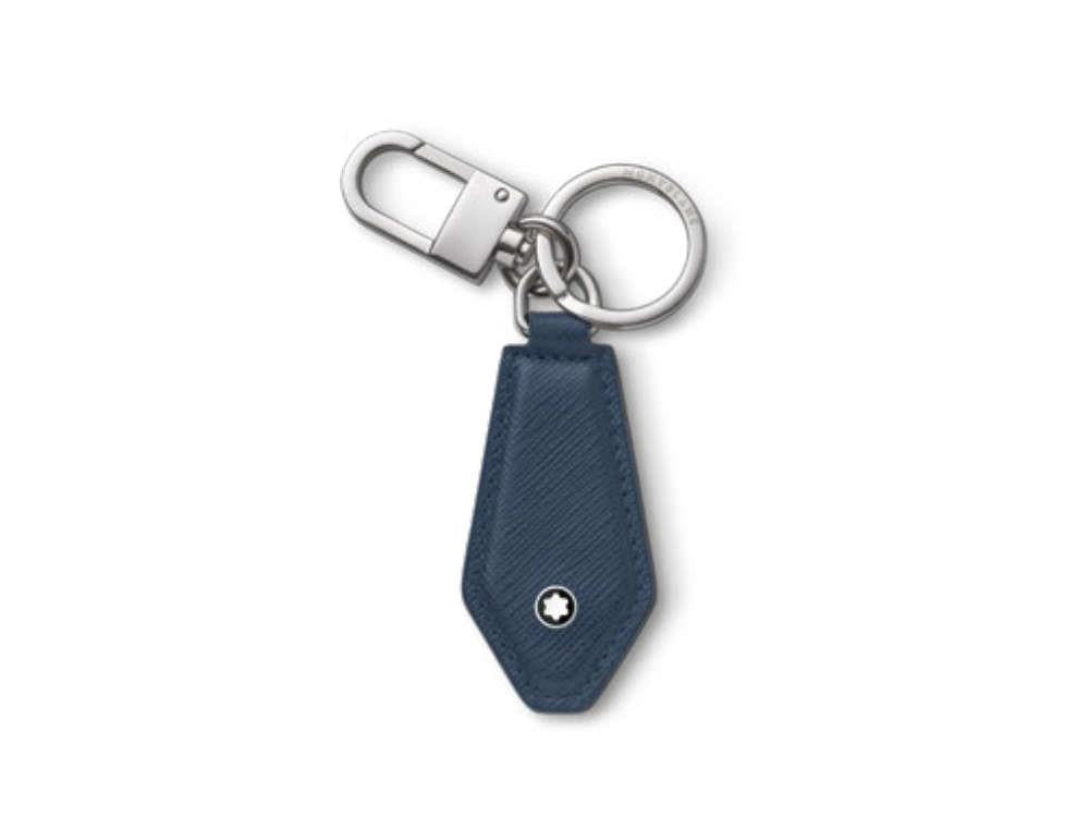 Montblanc Sartorial Diamond Shaped Key ring, Brass, Leather, Blue, 1, 131739