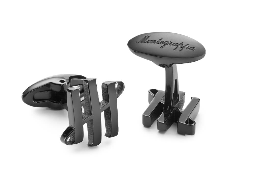 Montegrappa Ambigram Cufflinks, Stainless steel. IP Black, IDA2CLB0