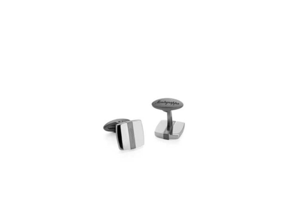 Montegrappa Quadro Cufflinks, Stainless steel. IP Gun Metal, IDQUCLSL