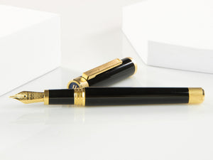 Montegrappa Zero Fountain Pen, Black Resin, Yellow gold trims, ISZEI-IY