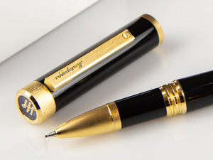 Montegrappa Zero Rollerball pen, Black Resin, Yellow gold trims, ISZETRBY