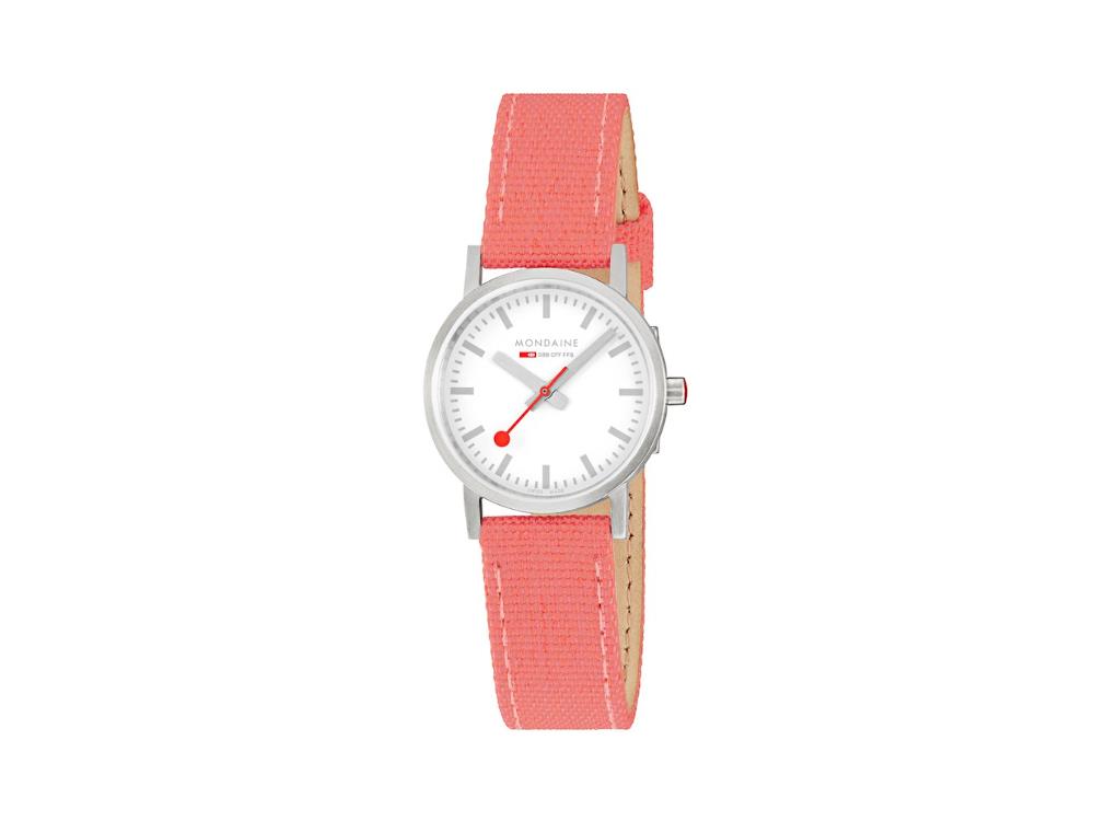 Mondaine Classic Quartz Watch, White, 30 mm, Fabric strap, A658.30323.17SBP