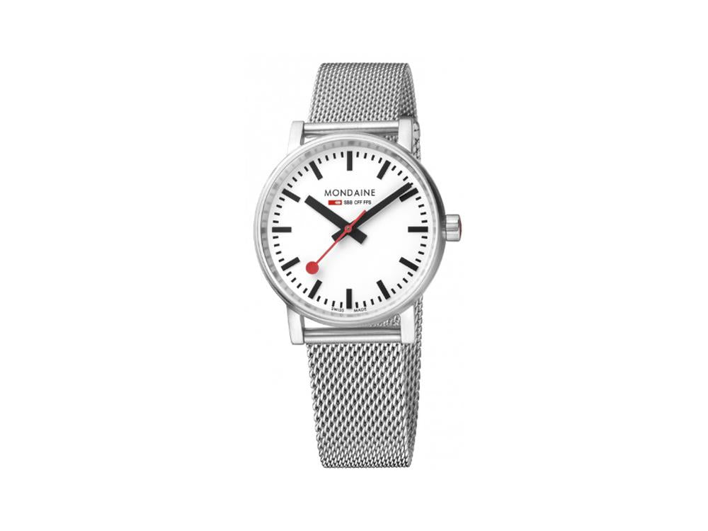 Mondaine SBB Evo2 Quartz Watch, White, Mesh Strap, MSE.35110.SM