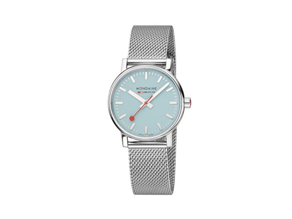 Mondaine SBB Evo2 Turquoise Lake Quartz Watch, Blue, 35 mm 