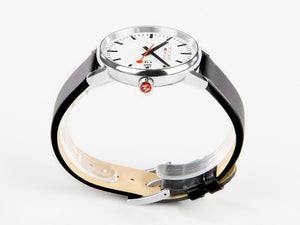 Mondaine SBB Evo2 Big Quartz Watch, White, 40 mm, Day, Leather, MSE.40210.LB