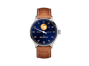 Meistersinger Lunascope Automatic Watch, Blue, ETA 2836-2, 40mm, Leather, LS908G